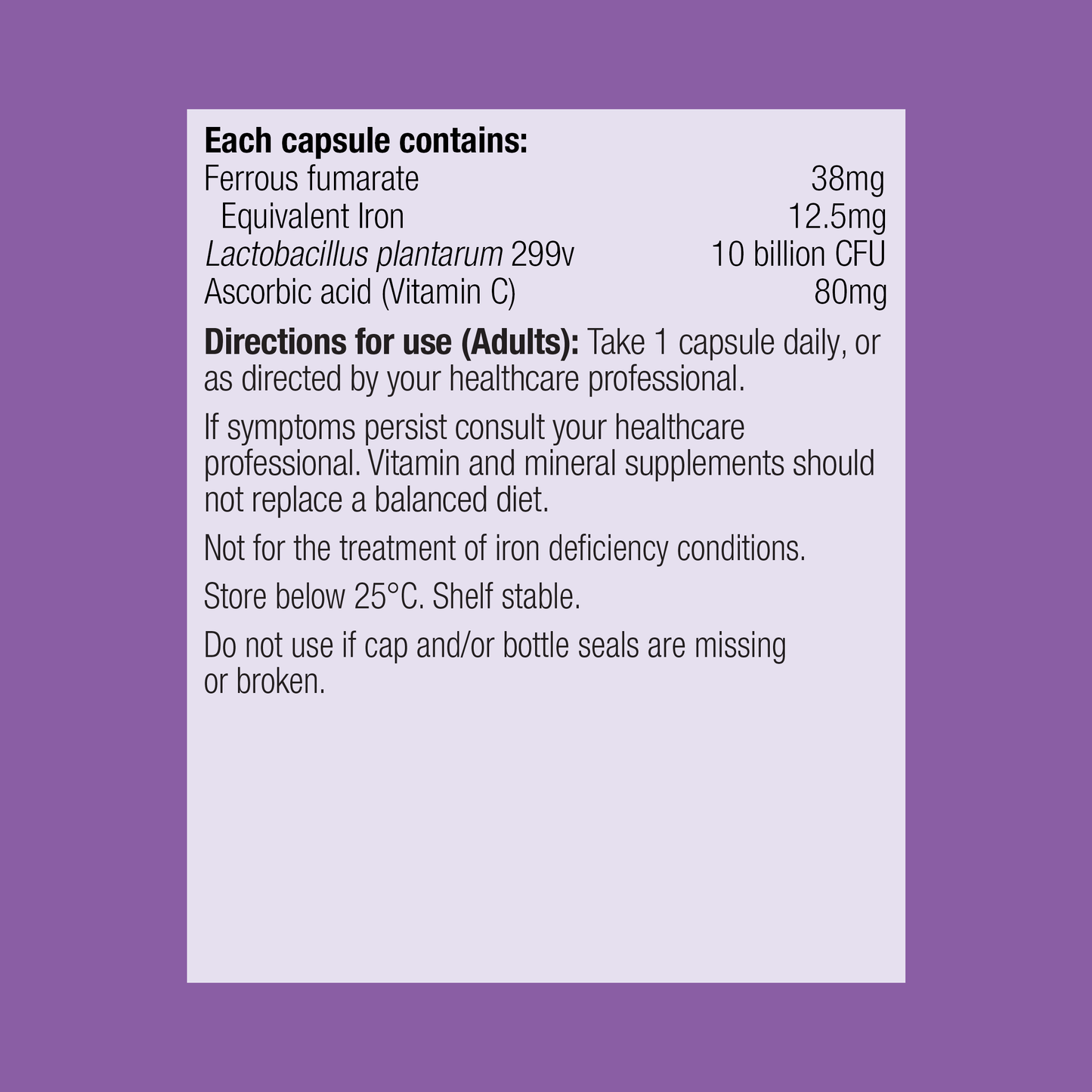 Hemagenics Iron Maintain 60 Capsules