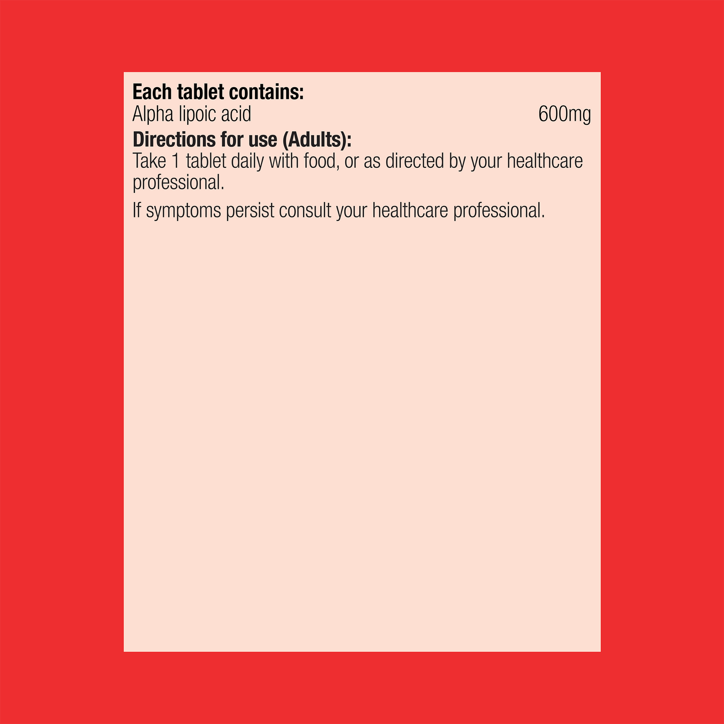 Lipoic Acid 600 60 Tablets