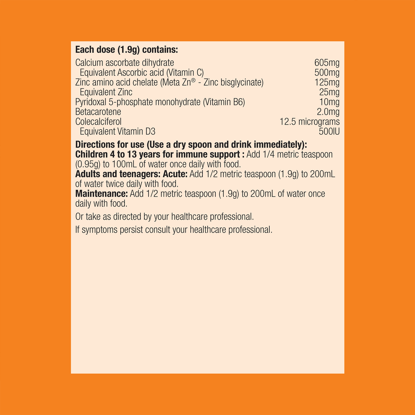 Meta Zinc with Vitamin C Raspberry 114g Powder