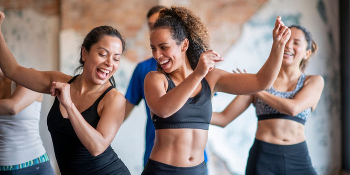 a group of women exercising together
