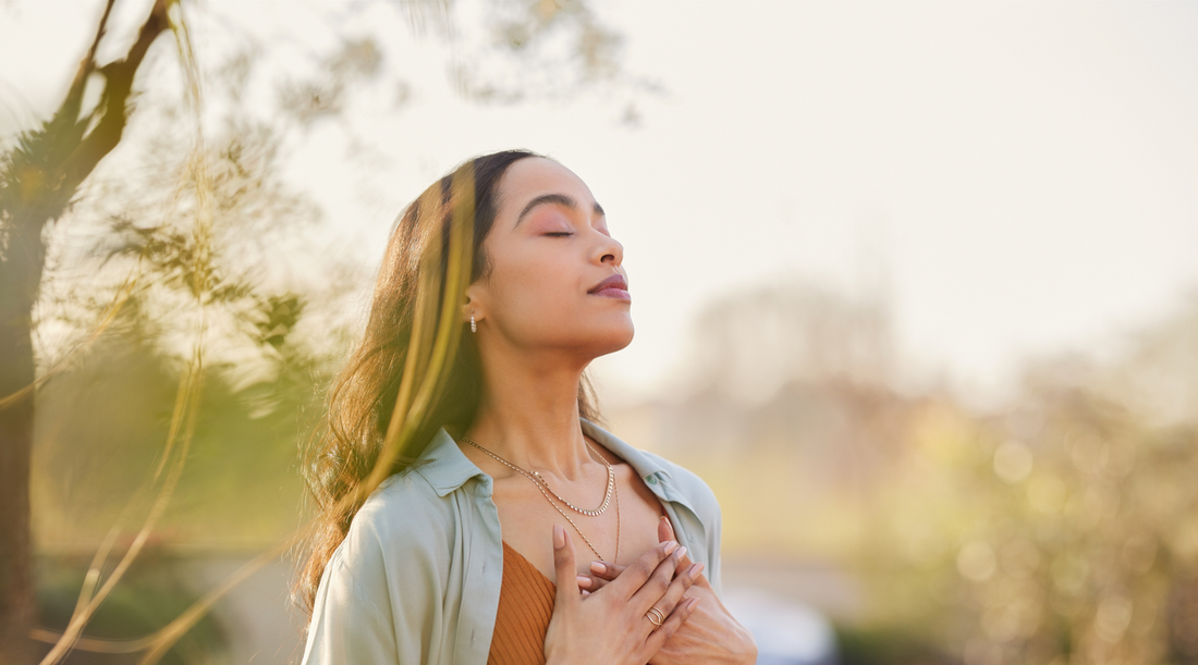 Woman breathing to manage anxiety