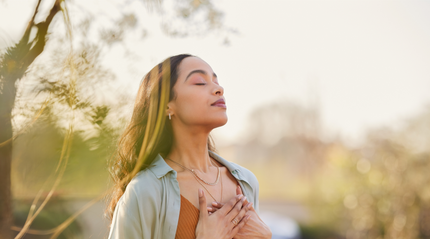 Woman breathing to manage anxiety