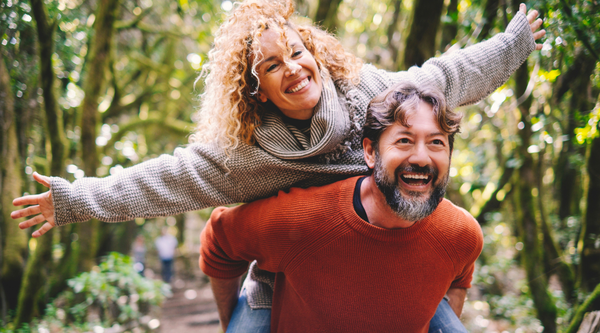 Couple having fun in a forest