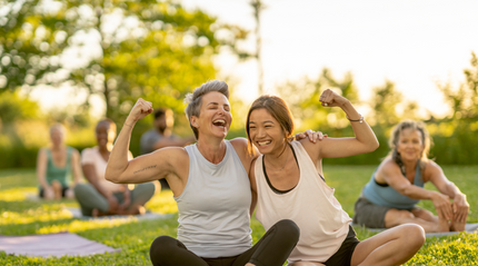 Two women exercising