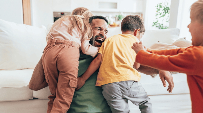 Father with little children