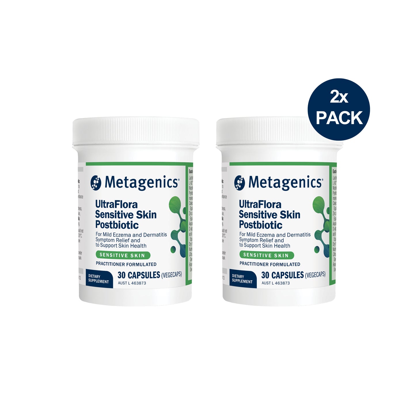 UltraFlora Sensitive Skin Postbiotic 30 Capsules 2-Pack