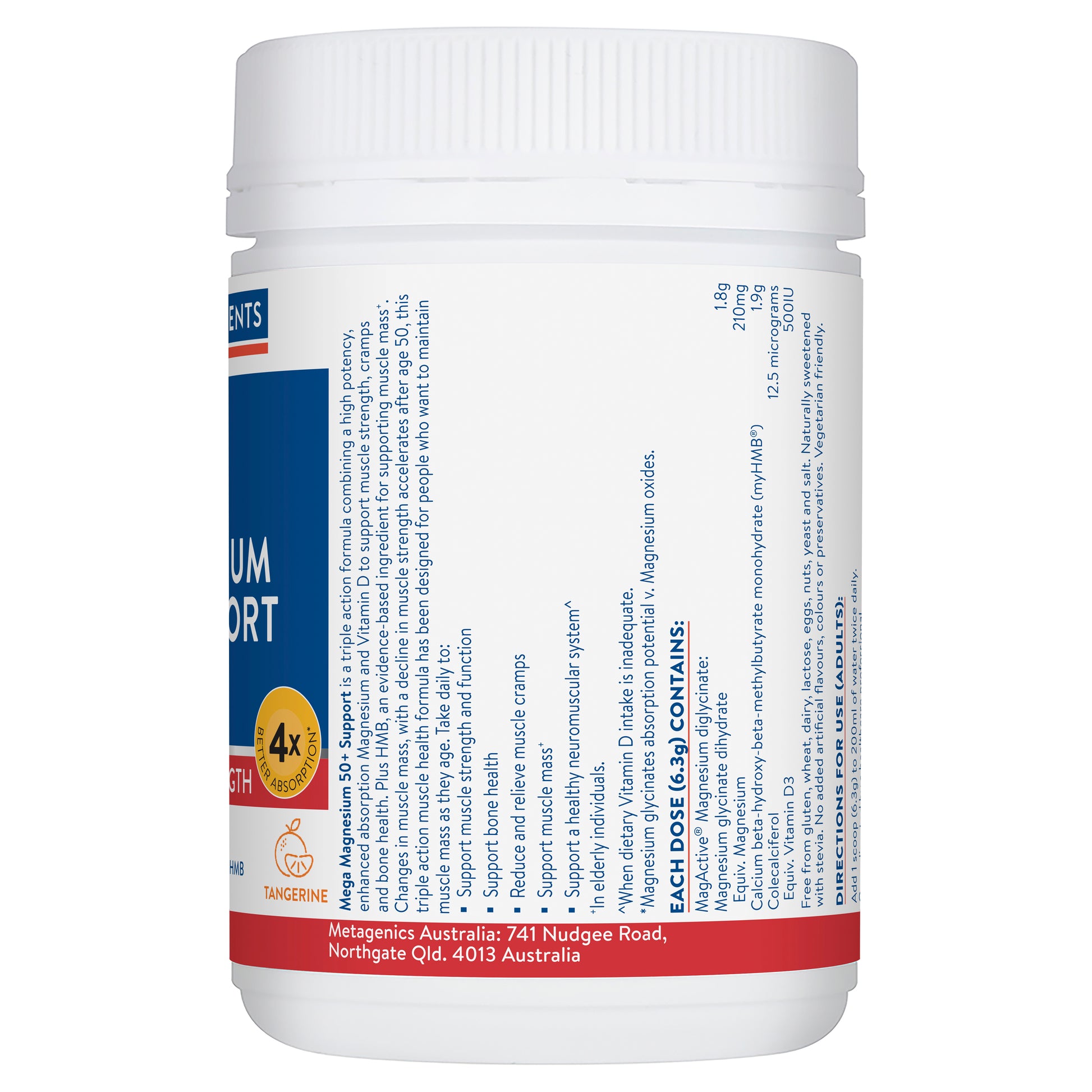 Mega Magnesium 50+ Support Tangerine 139gm
