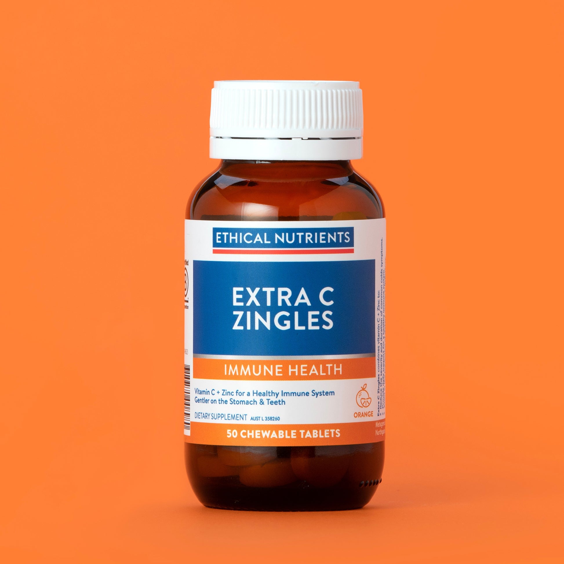 Ethical Nutrients Extra C Zingles Orange 50 Tablets