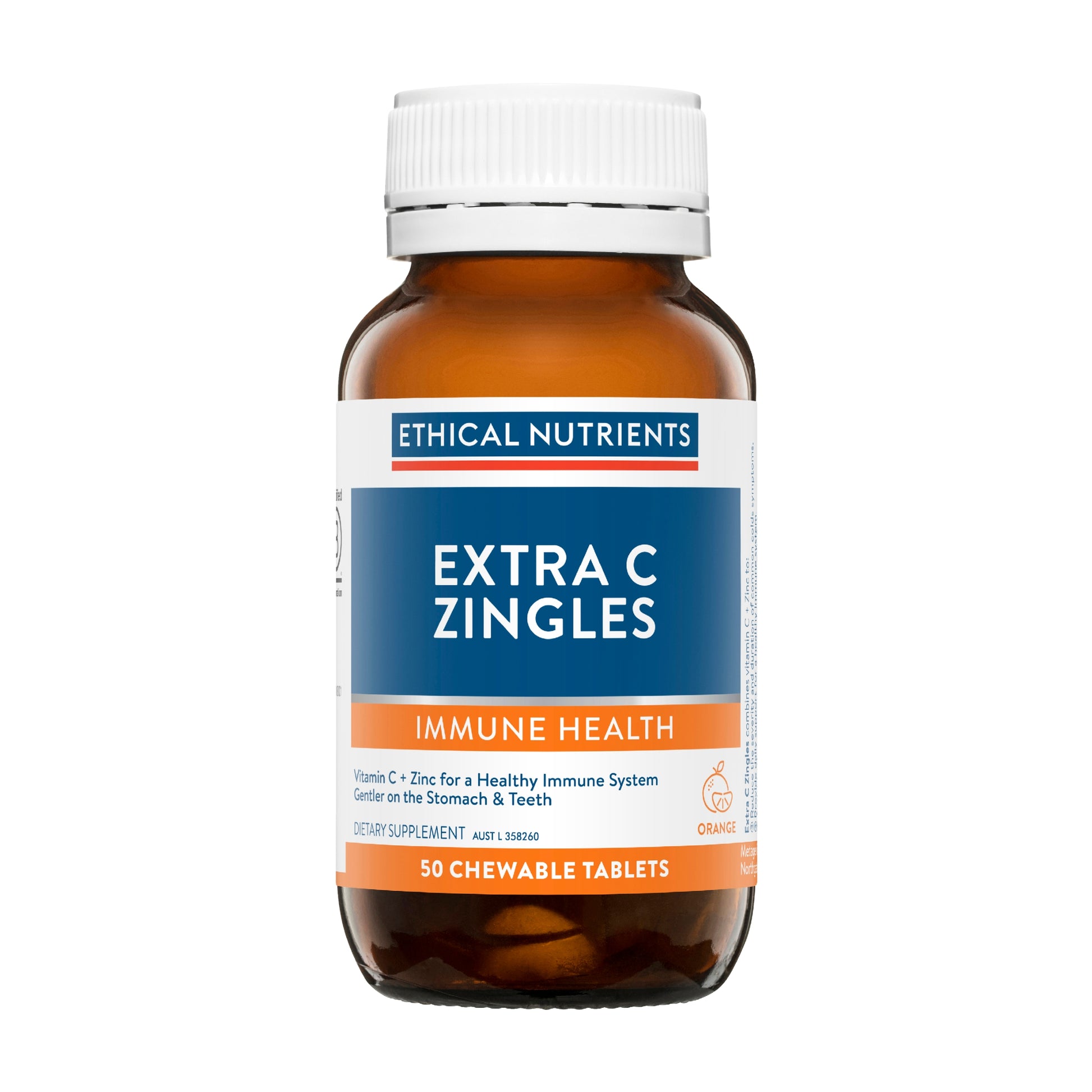 Ethical Nutrients Extra C Zingles Orange 50 Tablets