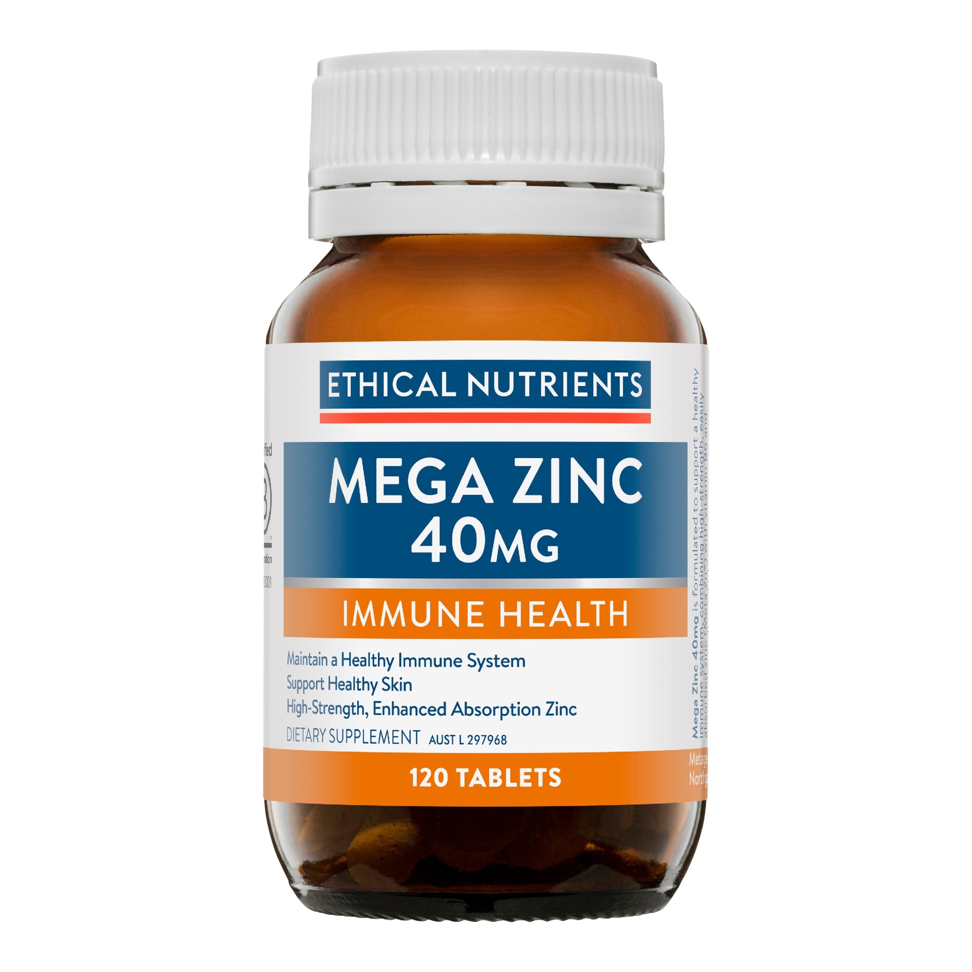 Ethical Nutrients Mega Zinc 40mg 120 Tablets
