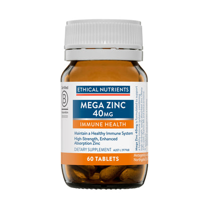 Ethical Nutrients Mega Zinc 40mg 60 Tablets
