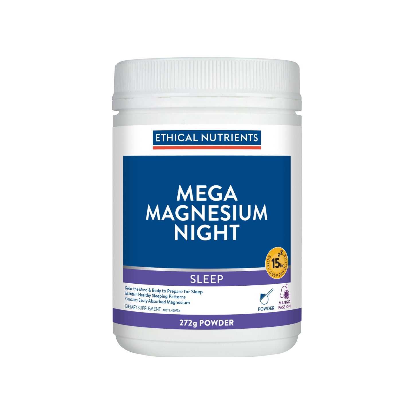 Ethical Nutrients Mega Magnesium Night Mango Passion 272g Powder