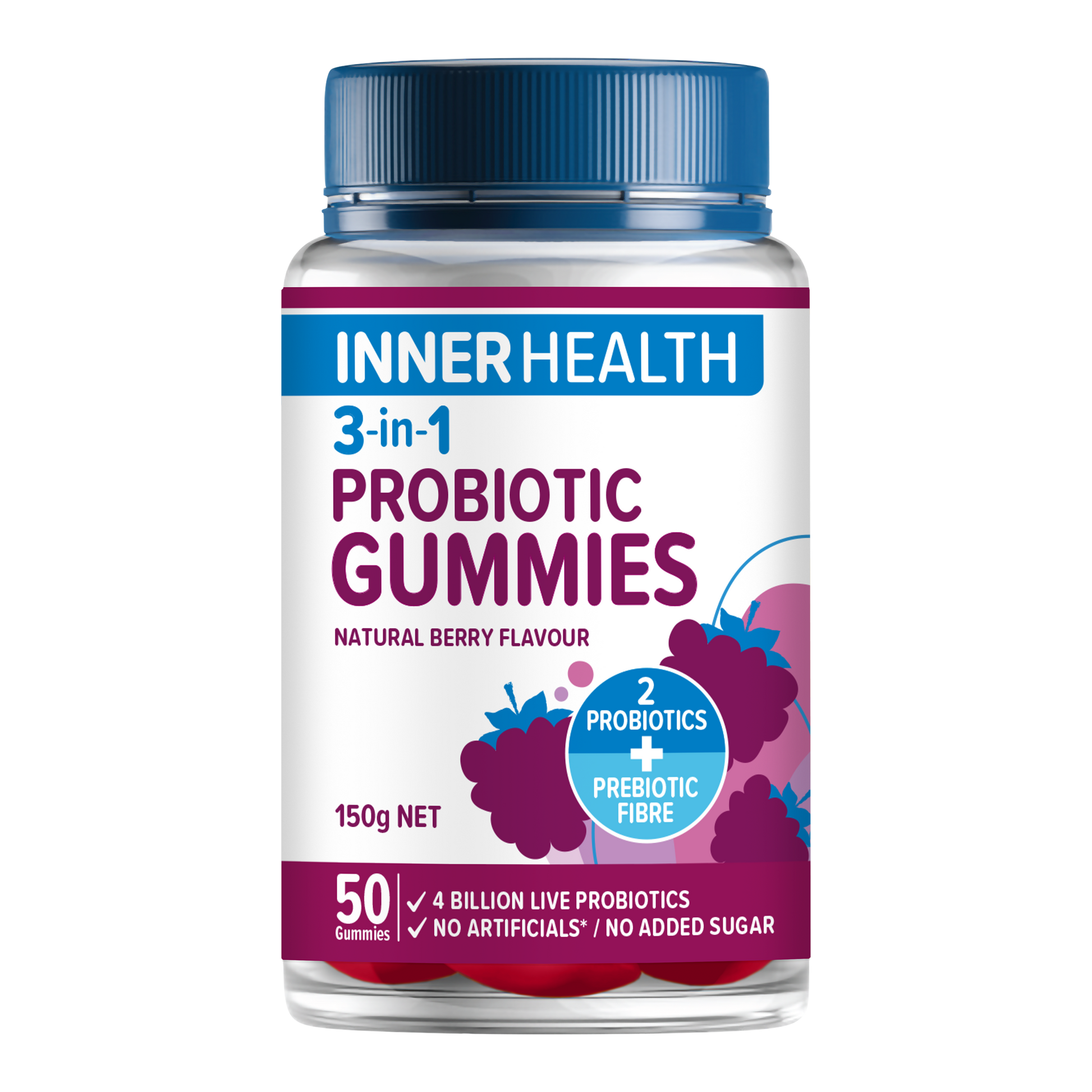 Inner Health 3-in-1 Probiotic Gummies Berry 50 Gummies