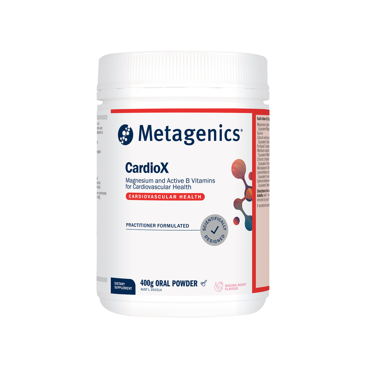 Metagenics CardioX Banana Berry 400g Powder to Support Cardiovascular ...