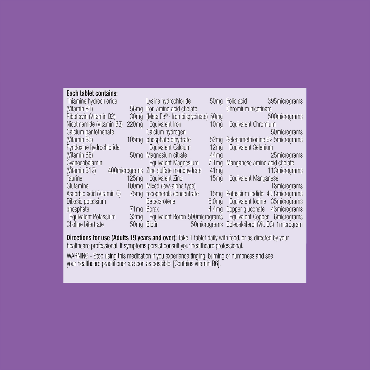 Metagenics Meta B Complex 50 Tablets for Energy