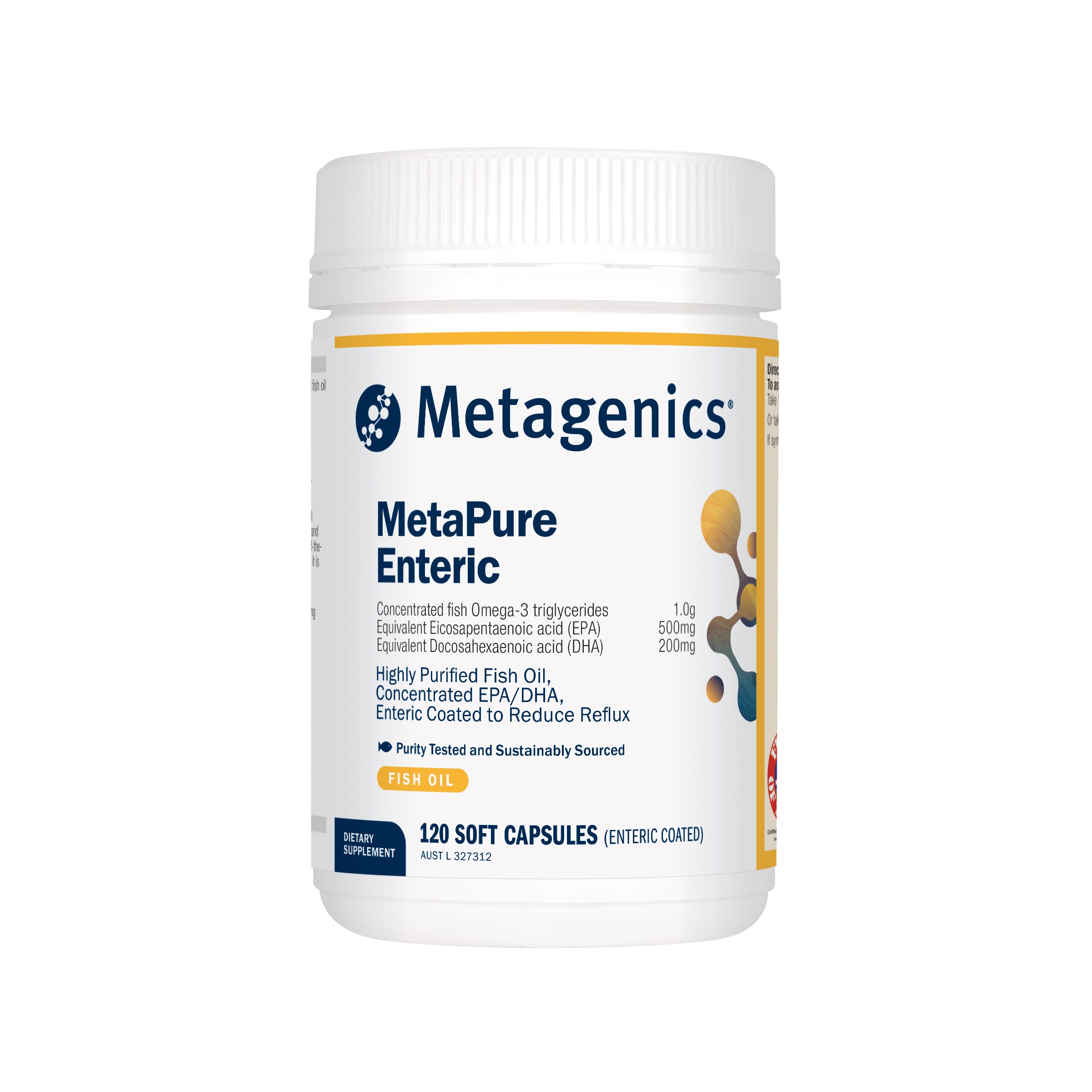 Pure Meta Metagenics MetaPure Enteric 120 Soft Capsules for Inflammation