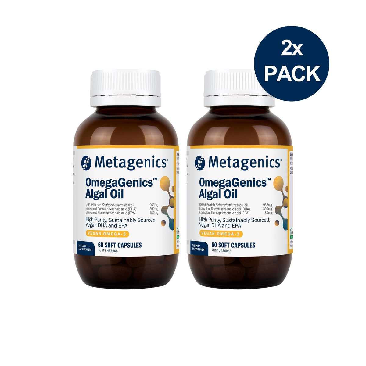OmegaGenics Algal Oil 60 Soft Capsules 2 Pack