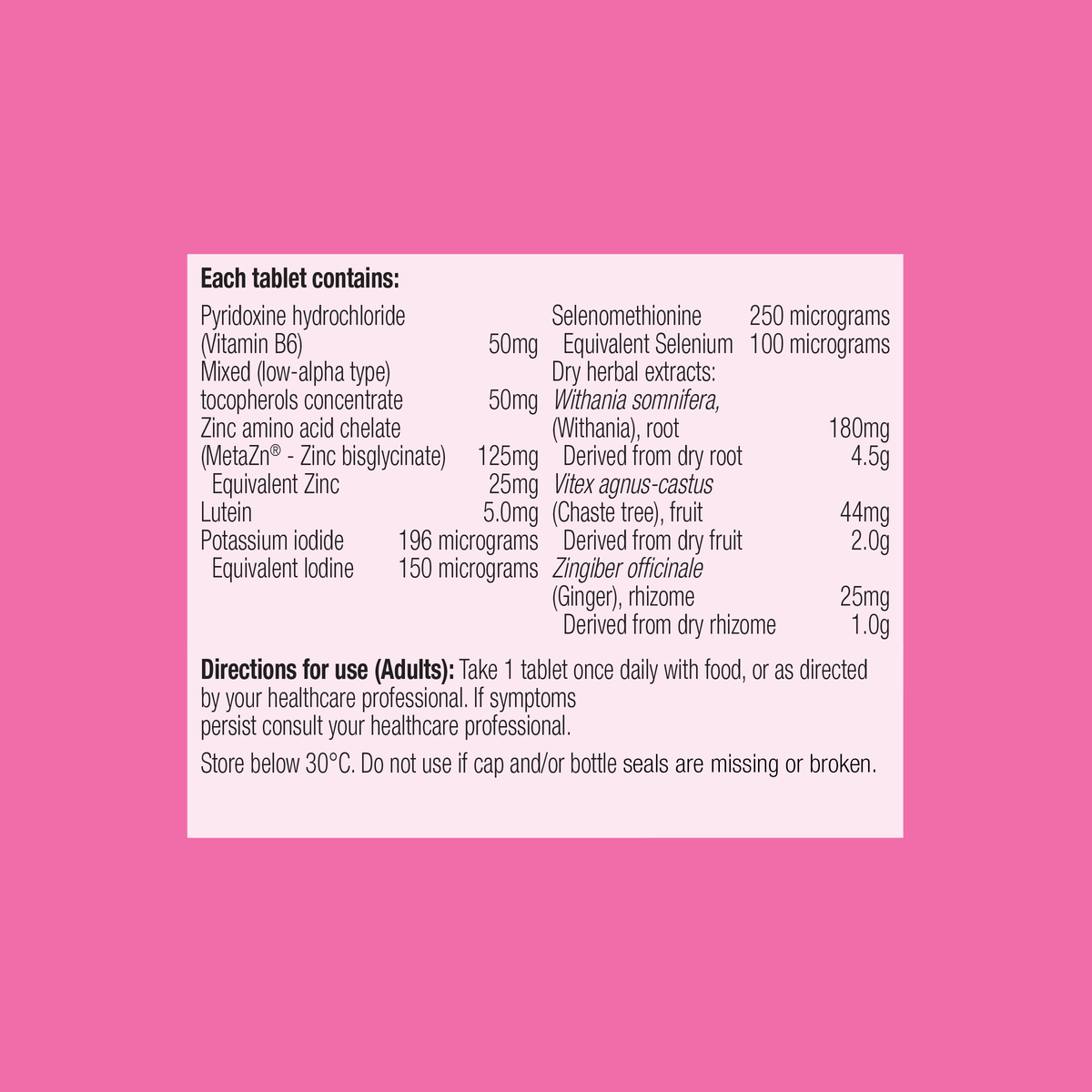 Metagenics PMS Ease 30 Tablets for Healthy Cycles and Hormone Support