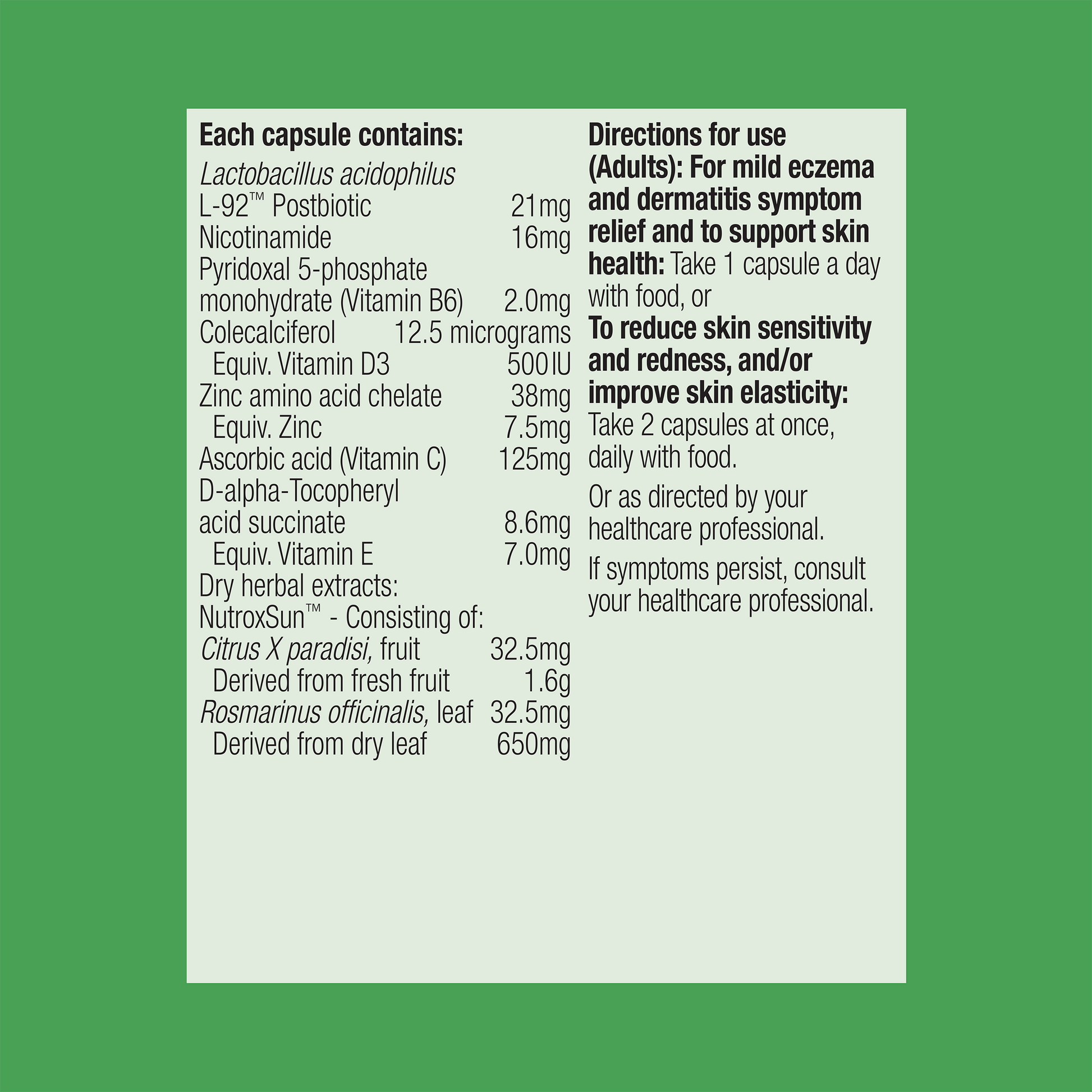 Metagenics UltraFlora Sensitive Skin Postbiotic 30 Capsules