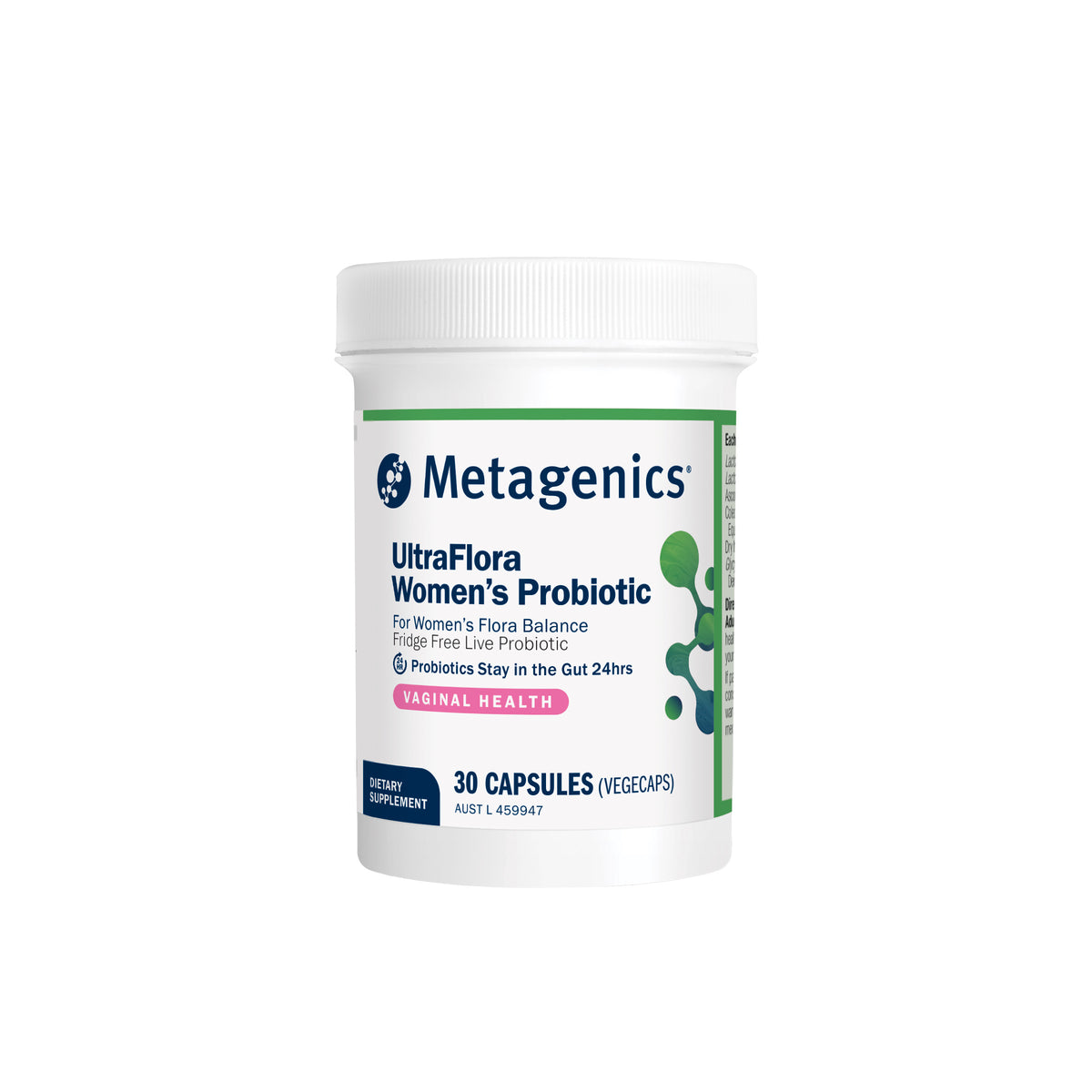 Metagenics UltraFlora Women's Probiotic 30 Capsules for Vaginal Health.