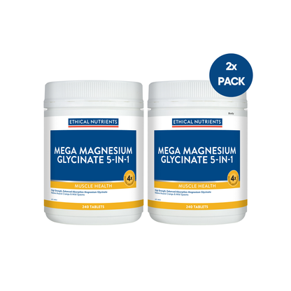 Mega Magnesium Glycinate 5-in-1 240 Tablets 2 Pack