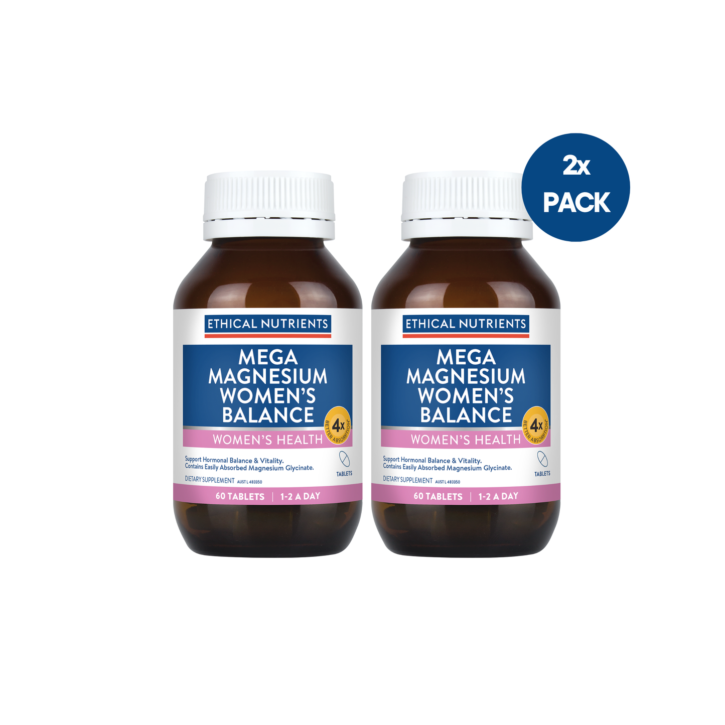 Mega Magnesium Women's Balance 60 Tablets 2 Pack