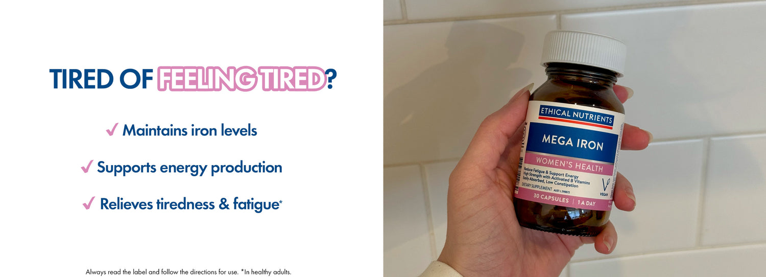 Mega Iron Maintains Iron levels and supports energy production.