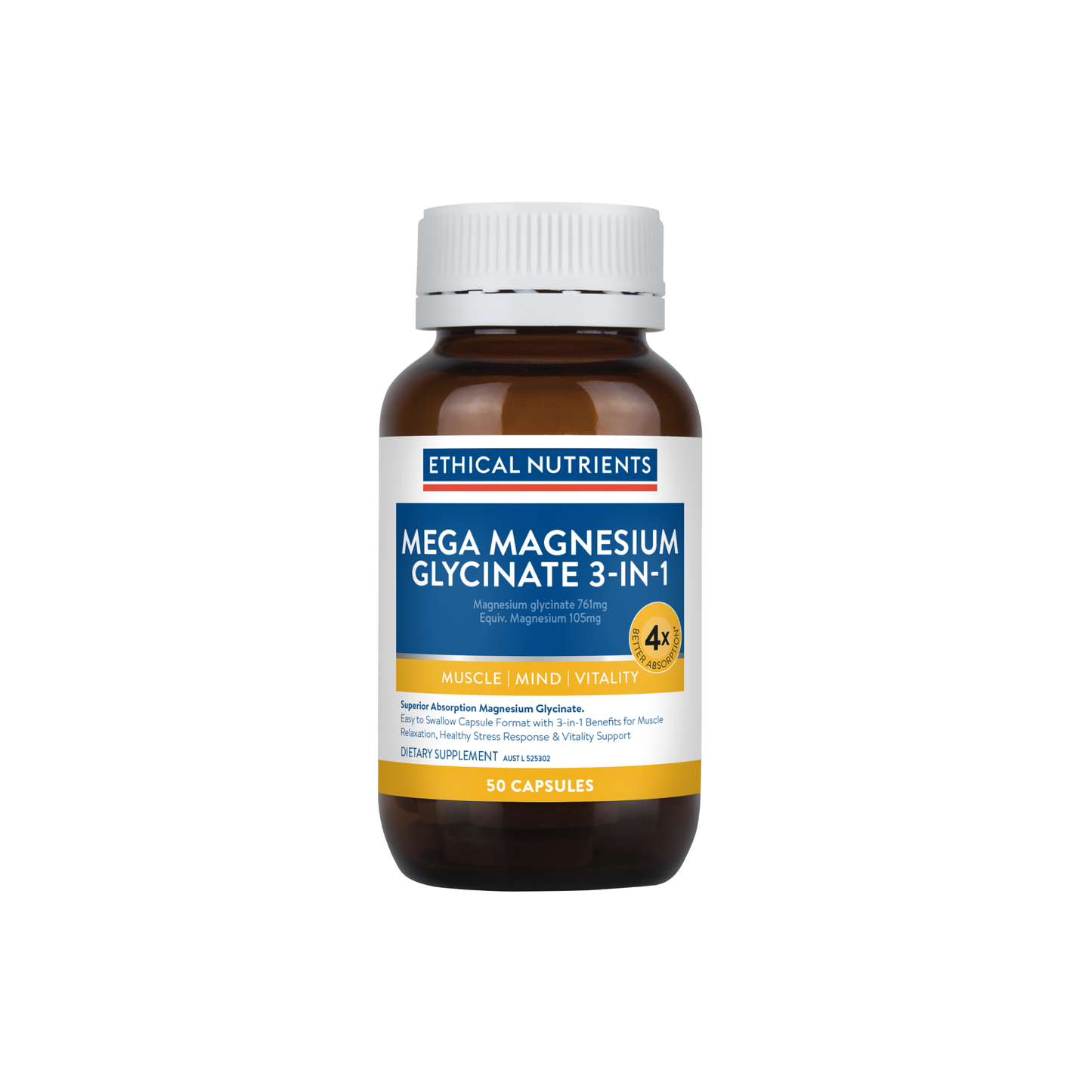 Mega Magnesium Glycinate 3-in-1 50 Capsules