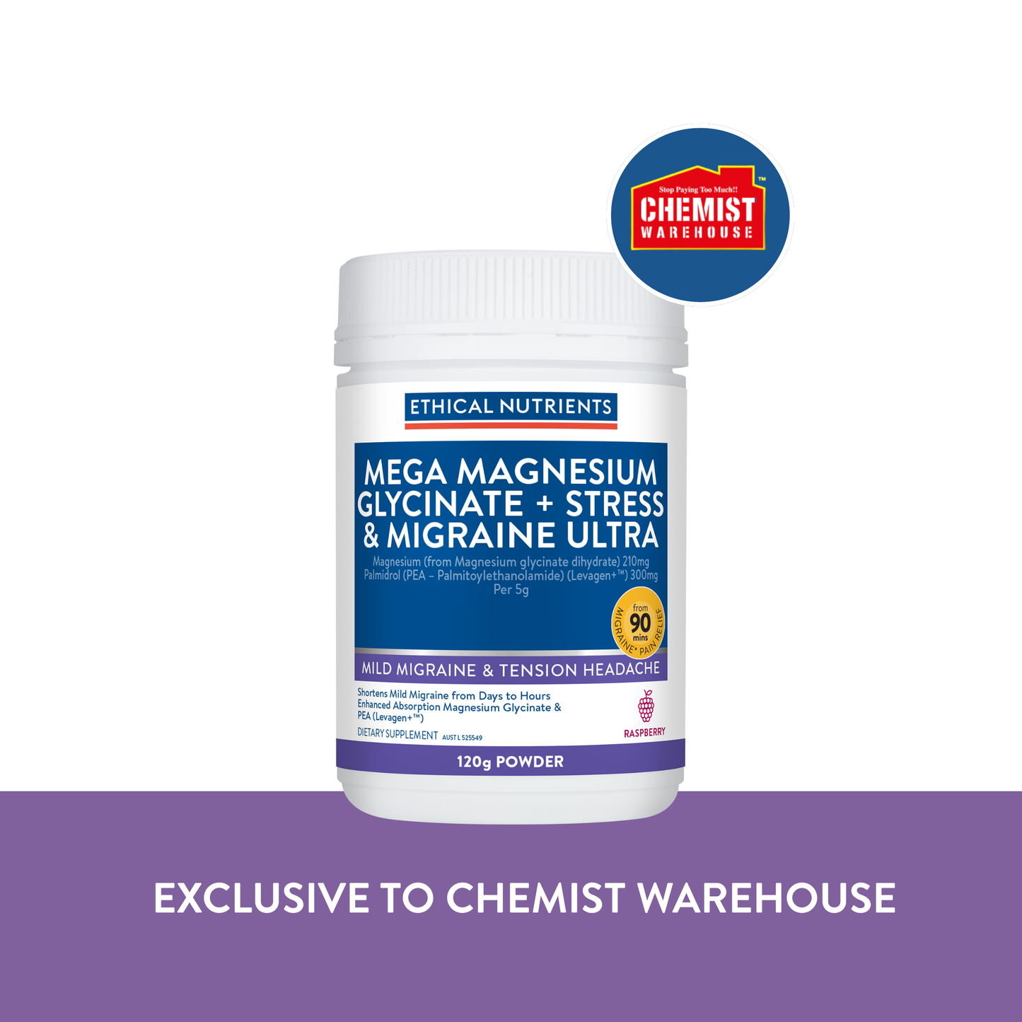 Mega Magnesium Glycinate+ Stress & Migraine Ultra