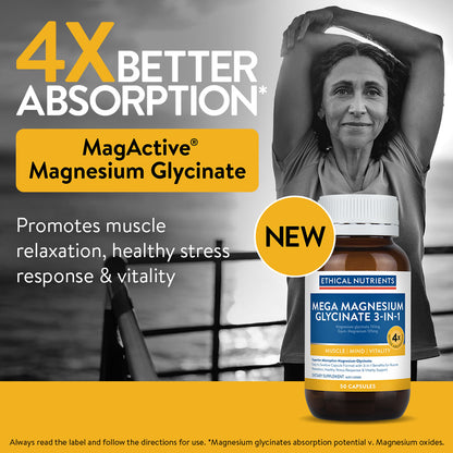 Mega Magnesium Glycinate 3-in-1 50 Capsules