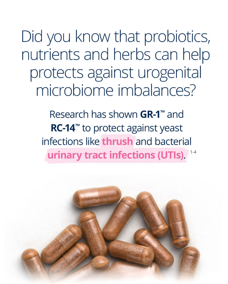 UltraFlora Women’s Probiotic supplement with GR-1 and RC-14 strains—supports urogenital microbiome balance and helps protect against yeast infections and UTIs.