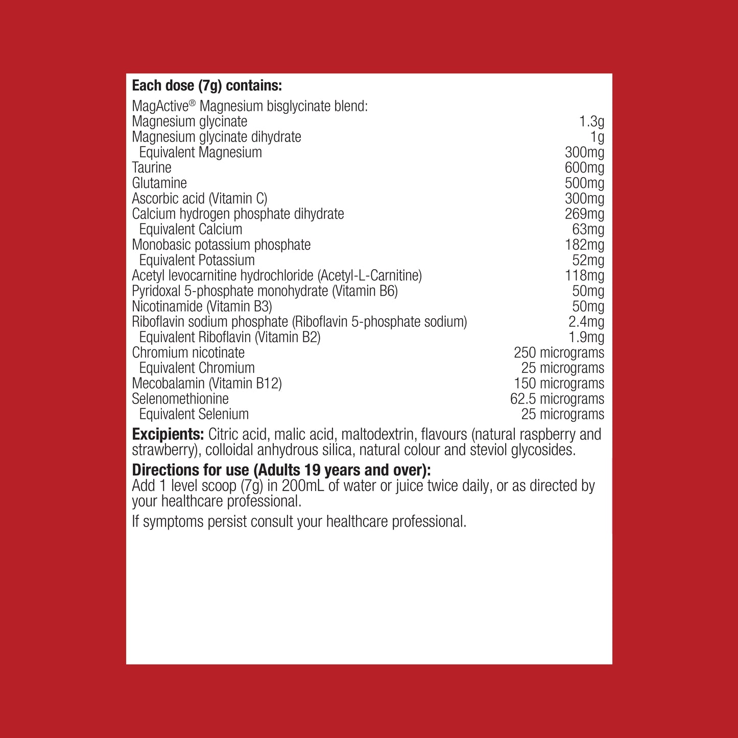 MagActive Muscle Raspberry Magnesium Powder 210g